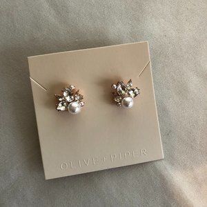 NWT rose gold and pearls diamond stud earrings